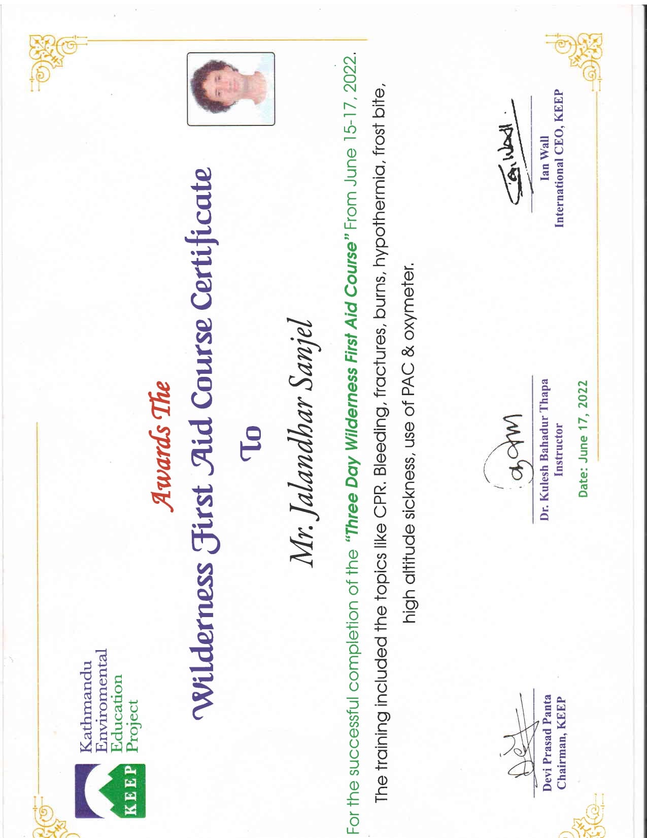 First Aid Certificate